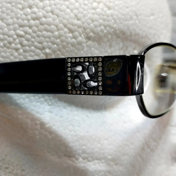 Coach Reina Eyeglasses‎ and Case with Cleaning Cloth Dark Silver Monogram Luxury - Picture 3 of 8